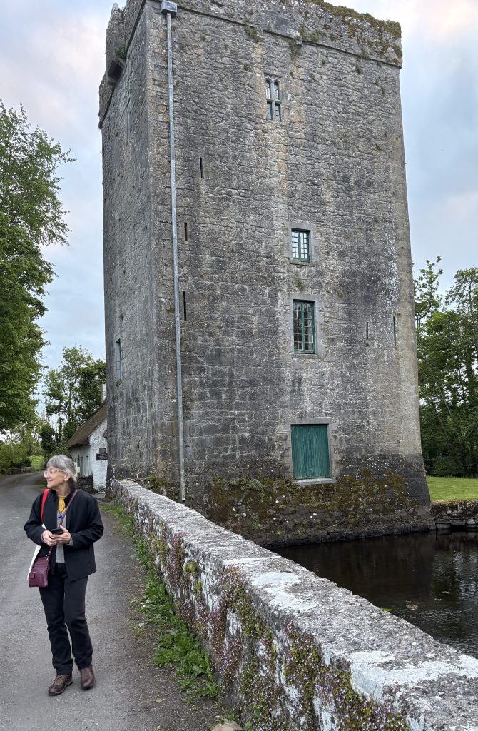 Claire Golding outside Thoor Ballylee, the home of W.B. Yeats and site of Poetry Bridging Continents V.
